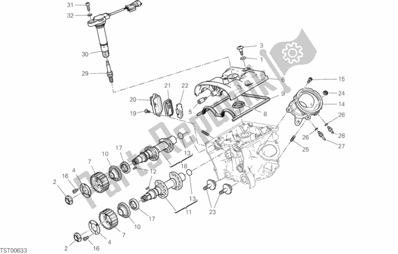 Toutes les pièces pour le Culasse Verticale - Calage du Ducati Hypermotard 950 USA 2020